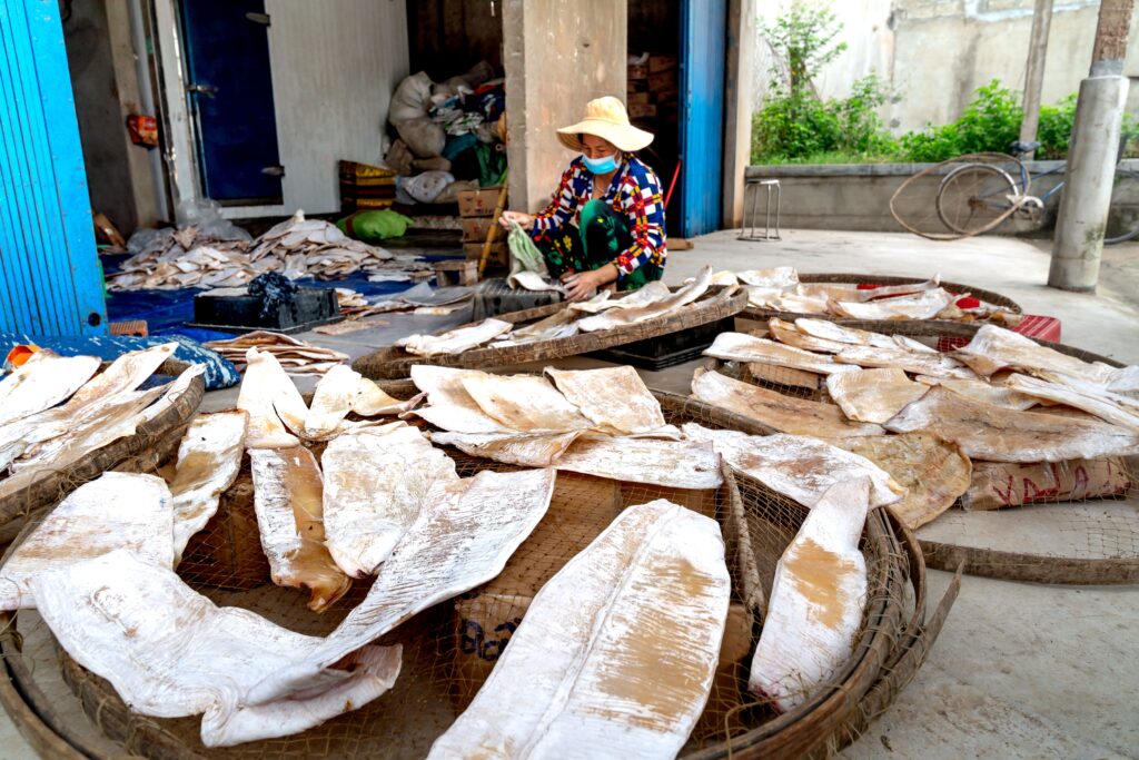 Ảnh minh họa khô cá bày trong giỏ